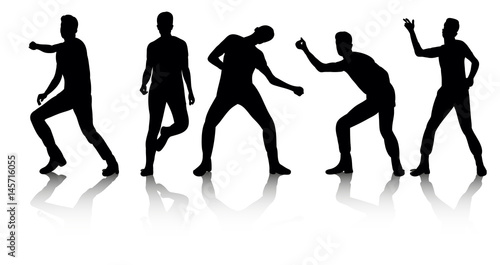 vector, group of dancing people, silhouettes