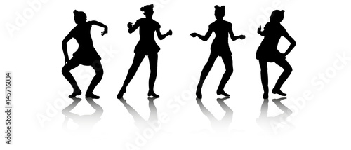 vector, silhouette of dancing people, group, dance