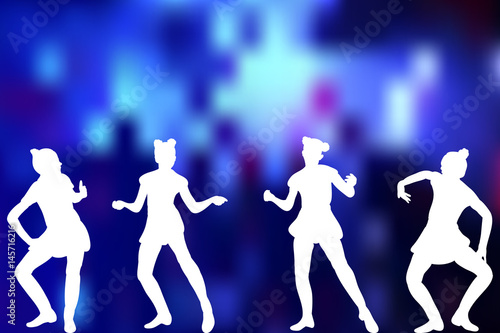 vector, silhouette of dancing people, disco, party