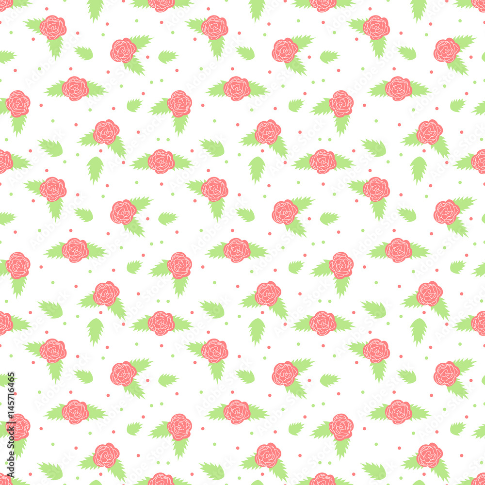 Light colored red roses seamless pattern