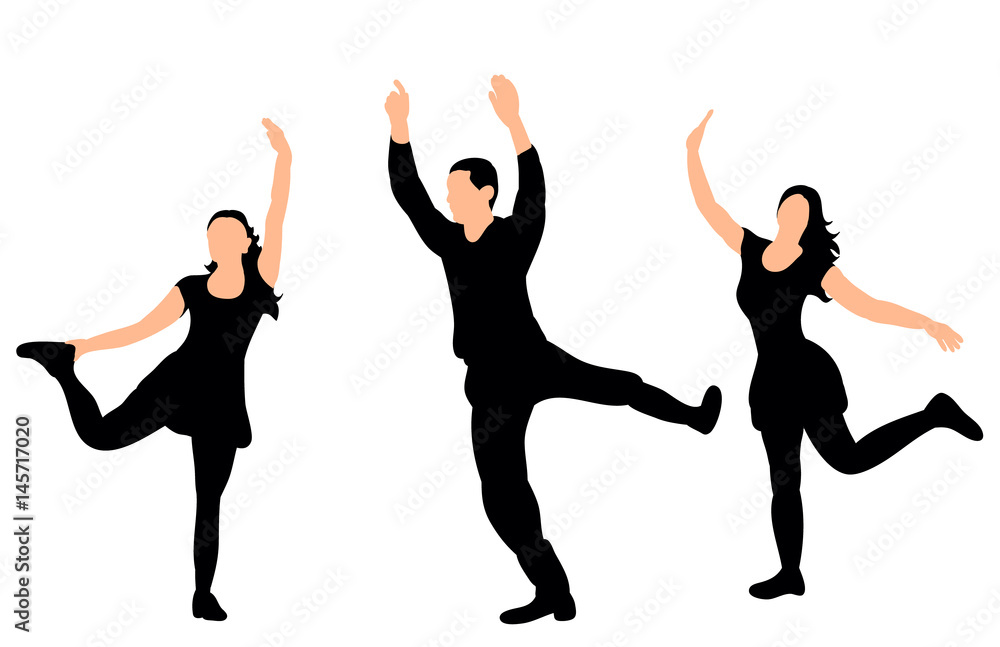 silhouette of dancing people