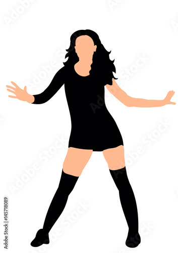 Illustration, vector silhouette of girl beautifully dancing