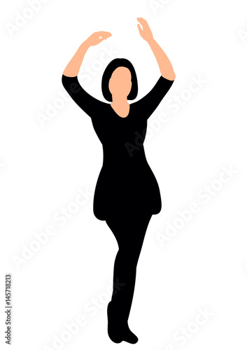 Illustration, vector girl beautifully dancing dance