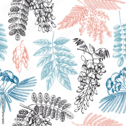 Vector background with blossomed trees