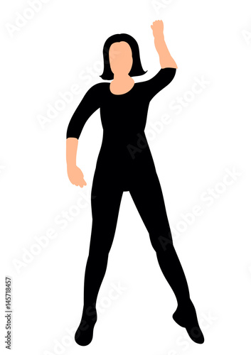 Silhouette of a young girl dancing,