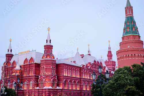 Tourism and architecture. National Historic Museum at Red Square in Moscow, Russia