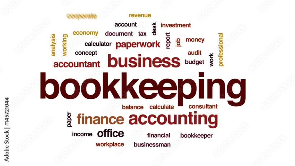 Bookkeeping animated word cloud, text design animation. Bookkeeping animated word cloud, text design animation.