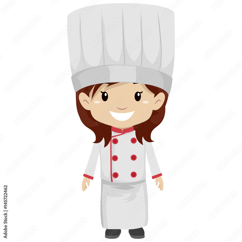 Vector Illustration of a Girl wearing Chef Uniform Vector Illustration of a Girl wearing Chef Uniform