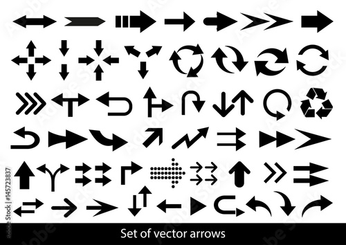 Vector set of black arrows on a white background.