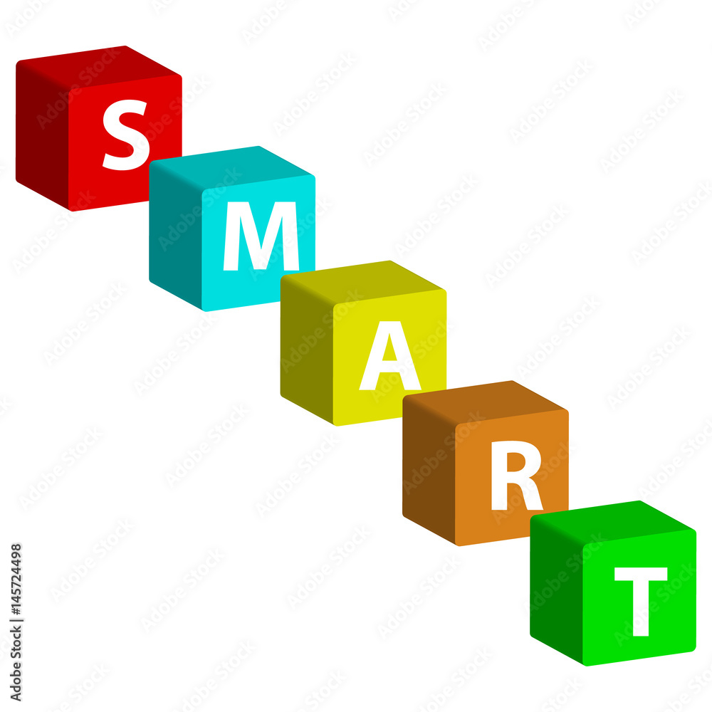Color 3D cubes with text smart isolated on white background Color 3D cubes with text smart isolated on white background