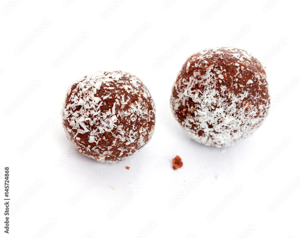 chocolate balls on white background chocolate balls on white background