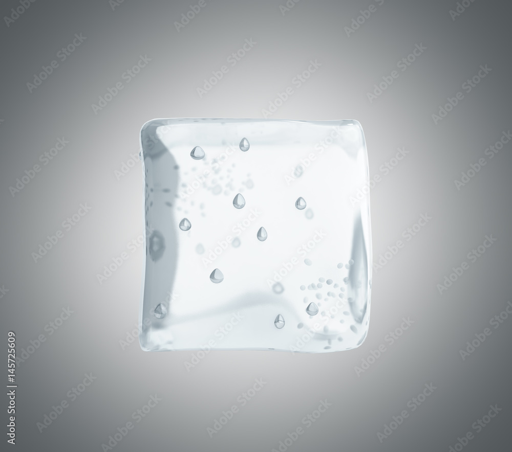 ice cube 3d render on grey background