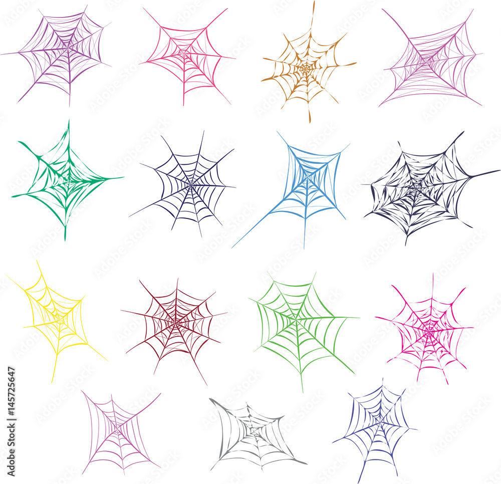 Cartoon Colorful Spider Web Vectors