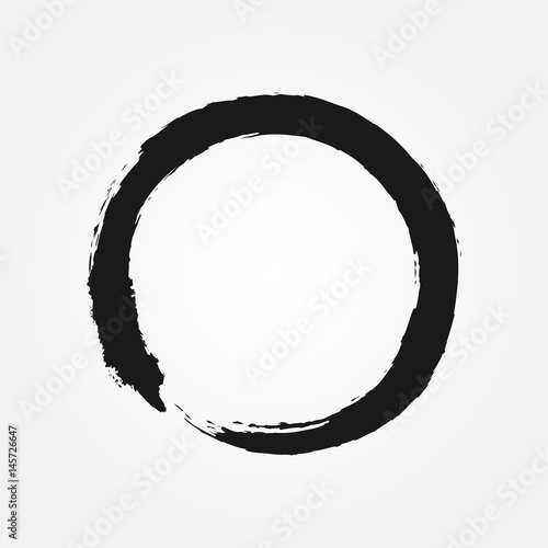 Buddhism symbol drawn with a brush. Round sign Zen.
