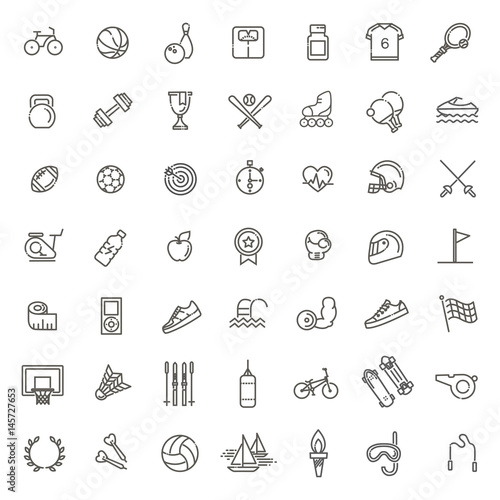 Outline web icon set - sport and fitness