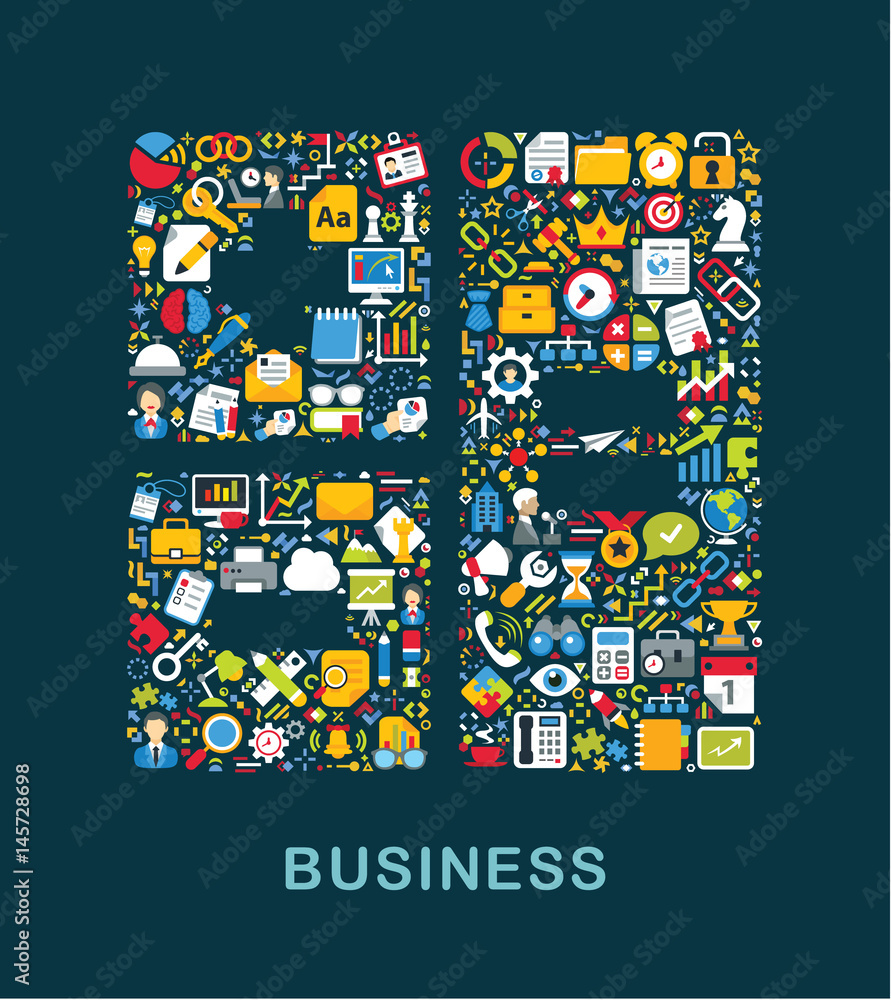 Obraz premium Business icons are grouped in 