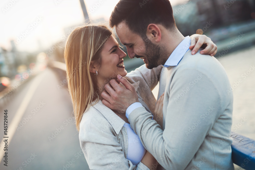 Beautiful couple in love dating and hugging Beautiful couple in love dating and hugging