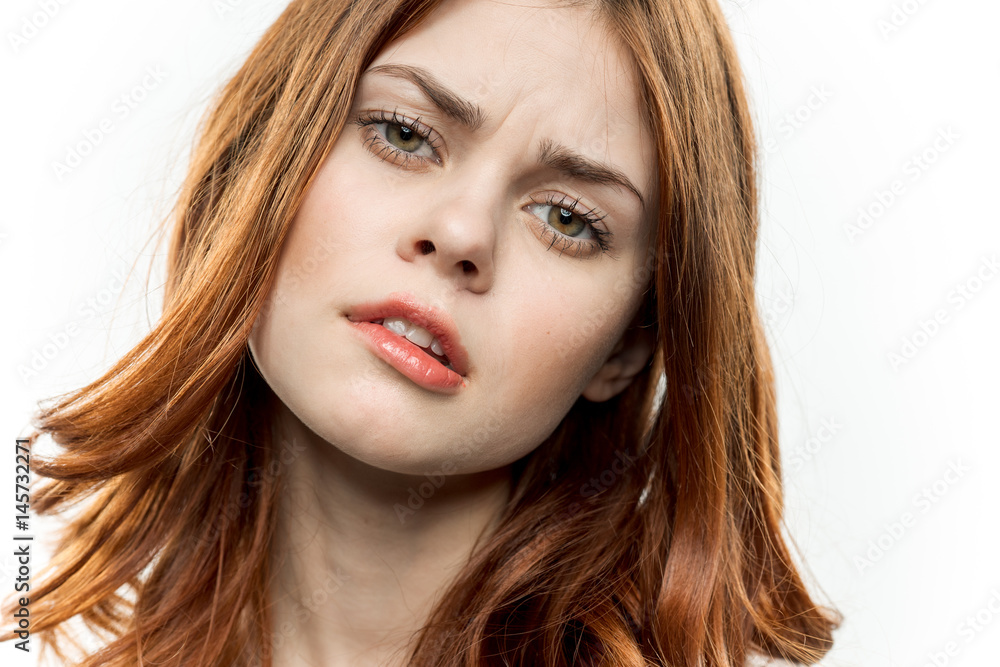 Fototapeta premium woman, emotions, make-up, light background