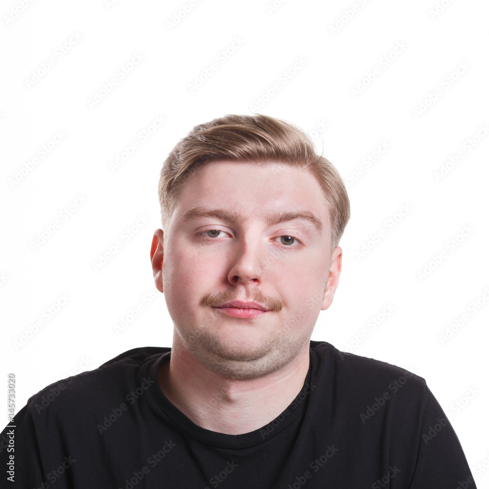 Fototapeta premium Facial expression, doubtful man grimacing, cutout