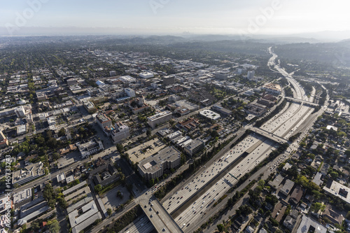 Aerial view of downtown Pasadena near Los Angeles, California.