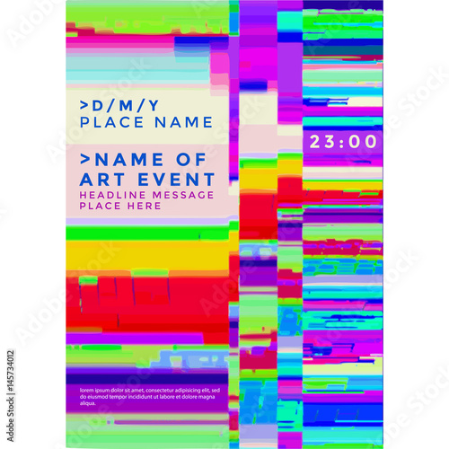 vector glitch background poster template.