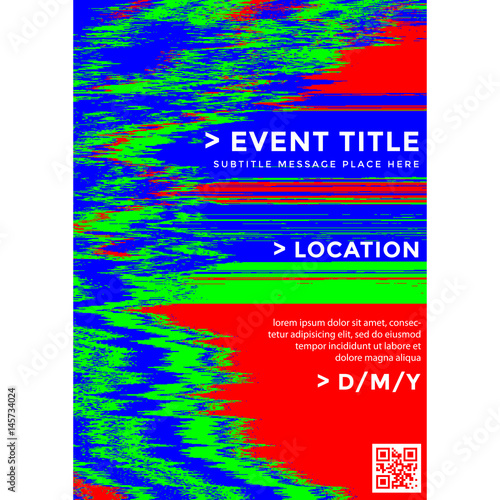 vector glitch background poster template.