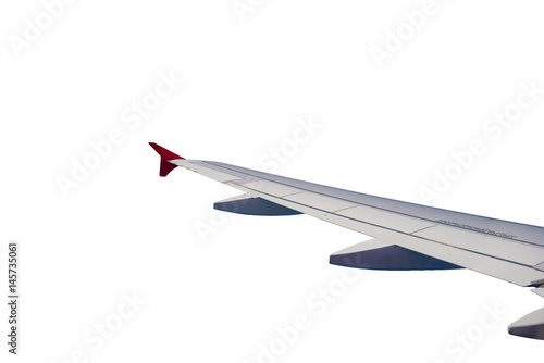WWing of airplane isolated on white background with clipping path.