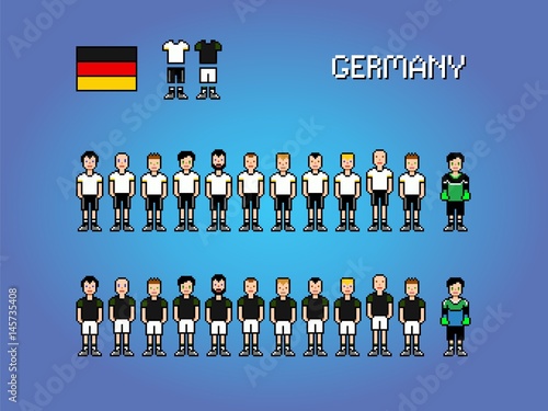 Germany football player uniform pixel art game illustration