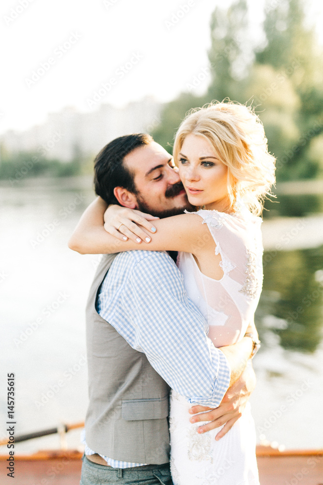 Wedding couple in the boat