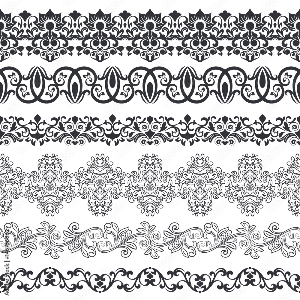 Seamless floral border template. Seamless floral border template.