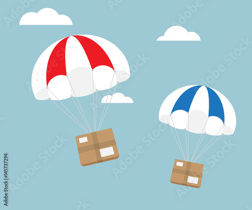 package flying with parachute, e-commerce shipping delivery