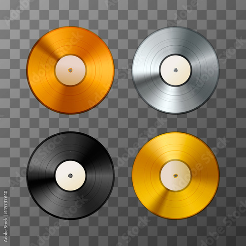 Set of golden  platinum and bronze album  vinyl discs