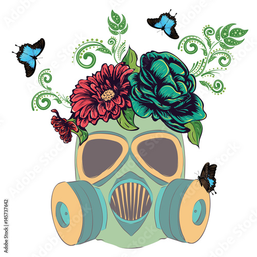 Gas Mask with Roses