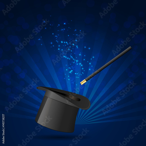Cylinder and magic wand vector background