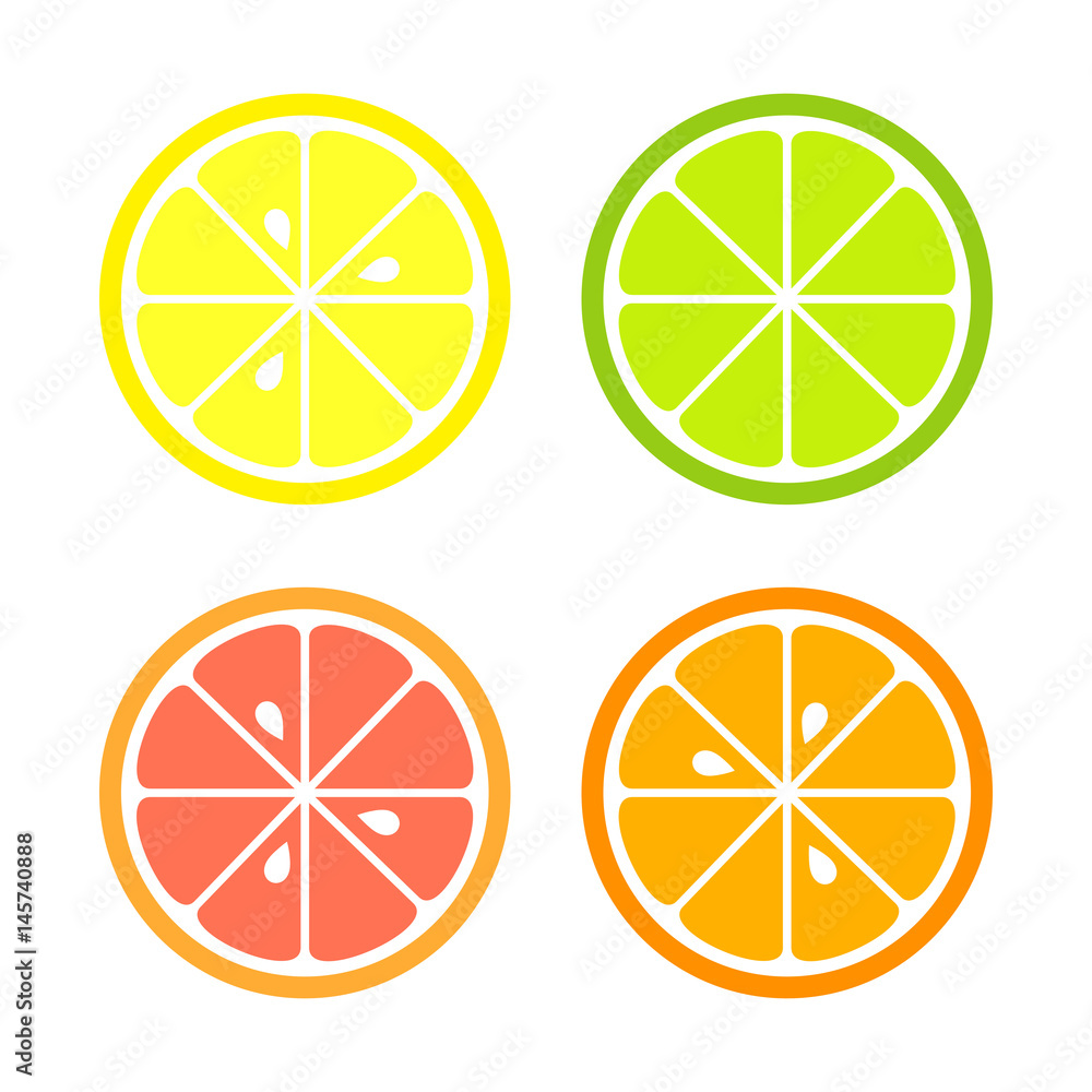Citrus slices icons Citrus slices icons