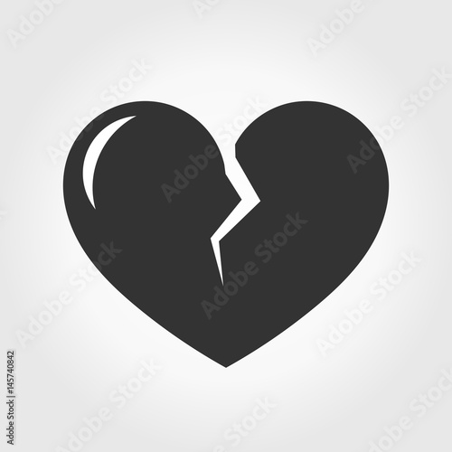 Black broken heart icon