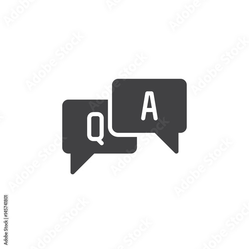 FAQ, questions and answers icon vector, filled flat sign, solid pictogram isolated on white. Symbol, logo illustration. Pixel perfect