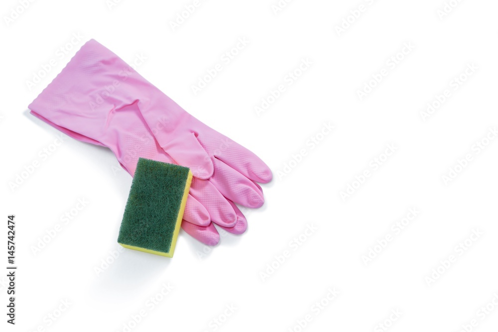 Close up of gloves with sponge Close up of gloves with sponge