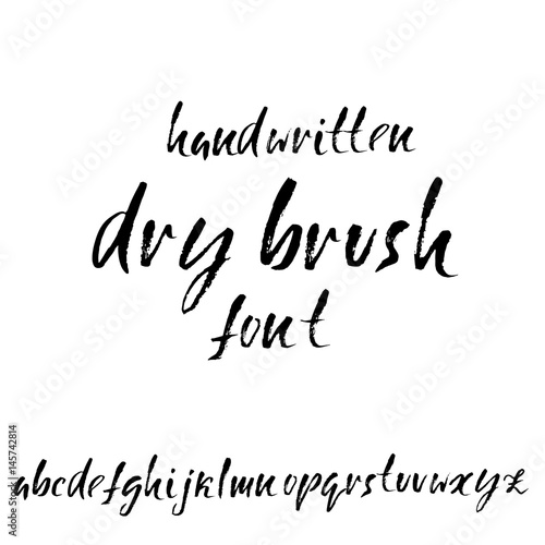 Hand drawn dry brush font. Modern brush lettering. Grunge style alphabet. Vector illustration. © anya babii