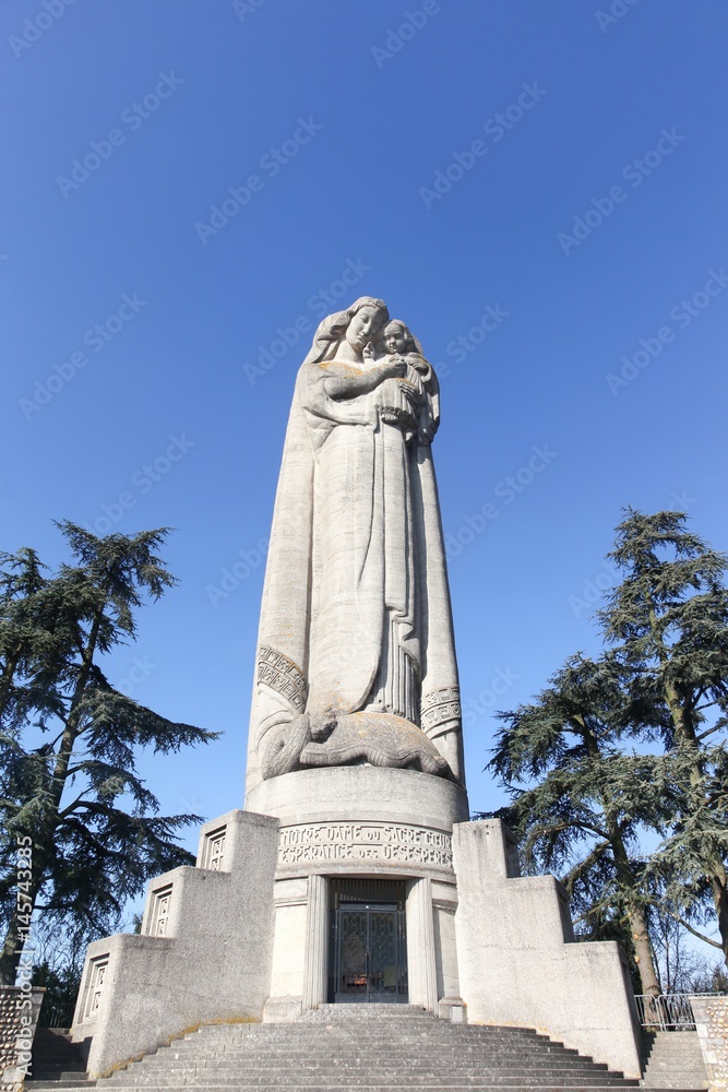 Madonna and Child of Mas Rillier in Miribel ,the highest religious statue in France