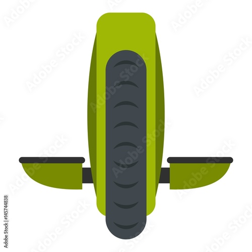 Green monowheel balance vehicle icon isolated