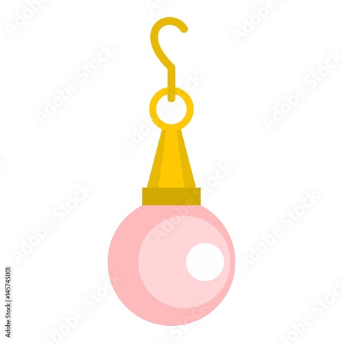 Pink pearl pendant icon isolated