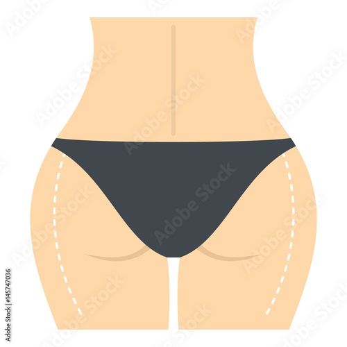 Woman buttocks marked on hips icon isolated