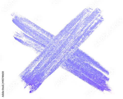 grunge sign x  blue chalk isolated on white background