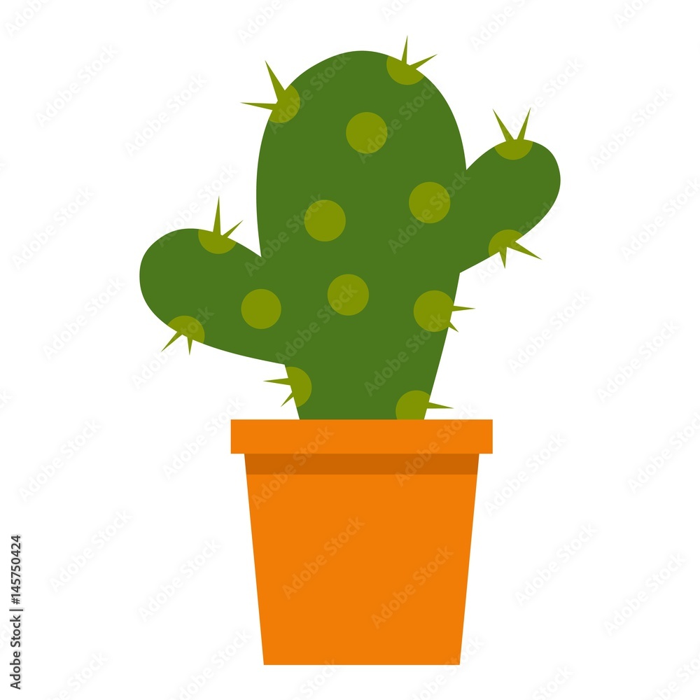 Cactus flower in pot icon isolated Cactus flower in pot icon isolated