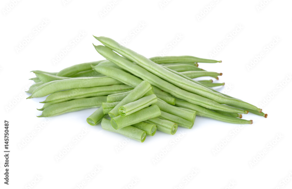 heap of French beans on white background heap of French beans on white background