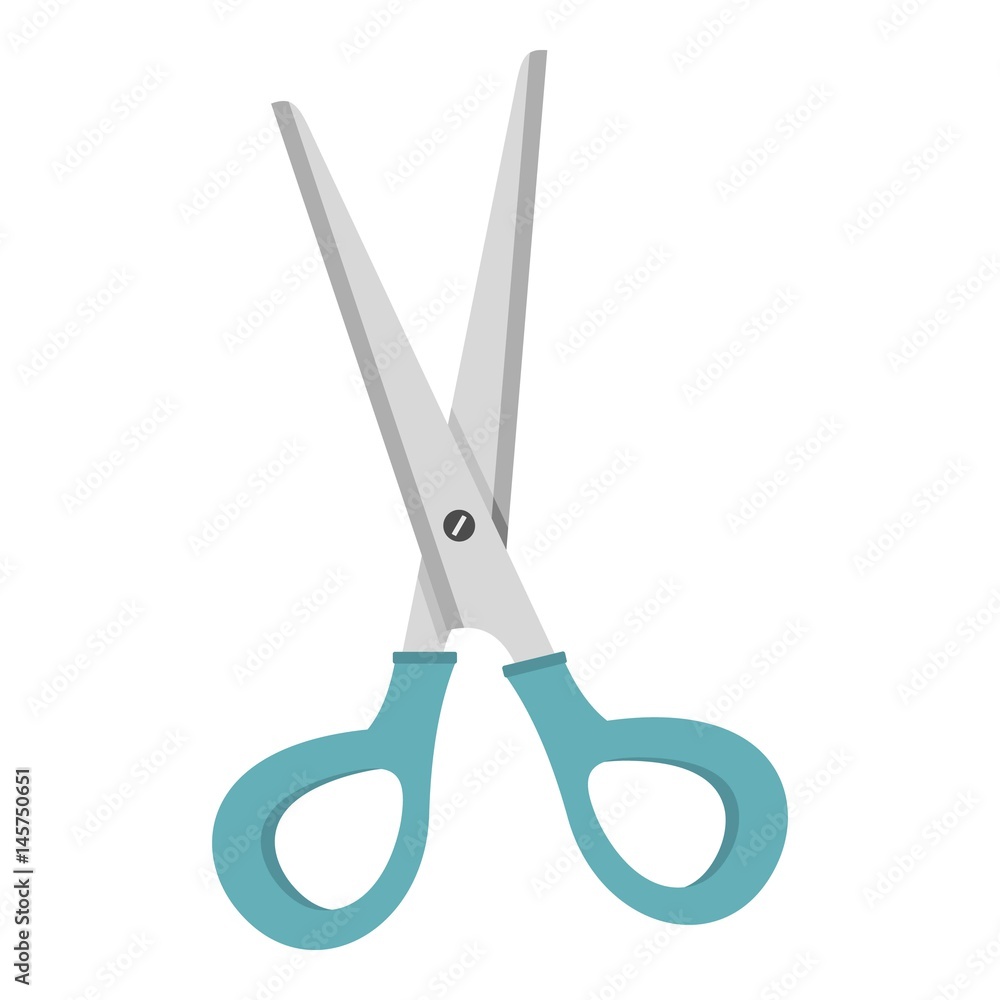 Scissors with blue plastic handles icon isolated Scissors with blue plastic handles icon isolated