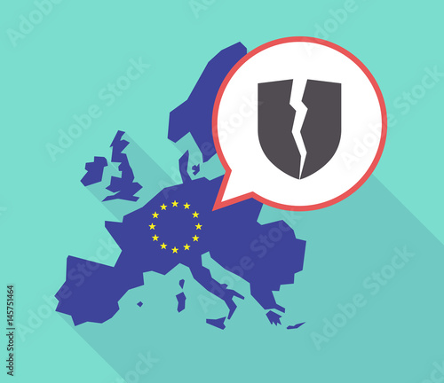 Long shadow EU map with a broken shield
