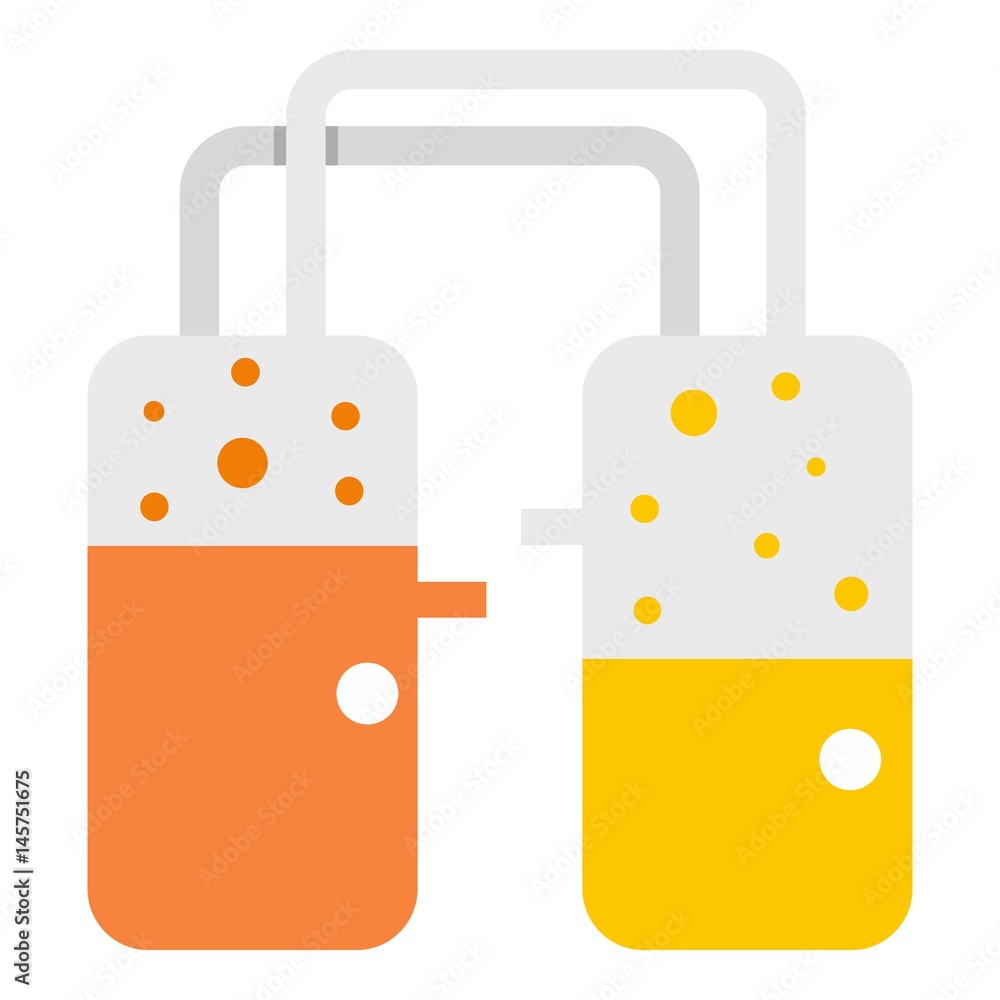 Transparent laboratory reservoirs with liquid icon Transparent laboratory reservoirs with liquid icon