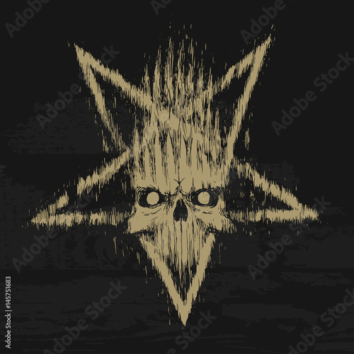 pentagram skull grunge rock music black poster